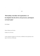 Rebranding Australian rail organisations : an investigation into the drivers, the processes, and impacts on brand equity