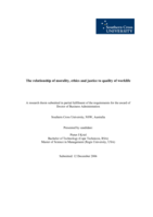 The relationship of morality, ethics and justice to quality of worklife