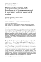 Phonological awareness, letter knowledge and literacy development in Indonesian beginner readers and spellers