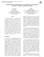 Helping students to help themselves: case studies from a metacognitive approach to computer learning and teaching