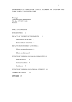 Environmental impacts of coastal tourism: an overview and guide to relevant literature