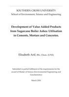 Development of value added products from sugarcane boiler ashes : utilisation in cements, mortars and concretes