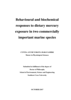 Behavioural and biochemical responses to dietary mercury exposure in two commercially important marine species