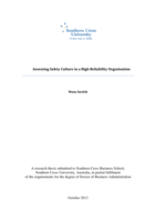Assessing safety culture in a high reliability organisation