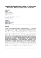 Managing the transition to online teaching: the role of project management methodology in the learning organisation