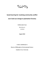Social learning for resolving community conflict over land-use change to plantation forestry