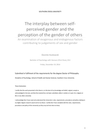 The interplay between self-perceived gender and the perception of the gender of others: An examination of exogenous and endogenous factors contributing to judgements of sex and gender