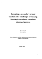 Becoming a secondary-school teacher: the challenges of making identity formation a conscious informed process
