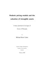 Hedonistic pricing models and the valuation of intangible assets