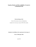 Sorption, kinetics and bio-availability of arsenic in contaminated soils
