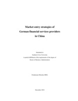 Market entry strategies of German financial services providers in China