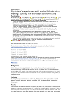 Physicians' experiences with end-of-life decision-making: survey in 6 European countries and Australia