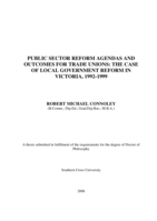 Public sector reform agendas and outcomes for trade unions: the case of local government reform in Victoria, 1992-1999