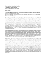 Book review: A cognitive behavioural therapy programme for problem gambling: therapist manual