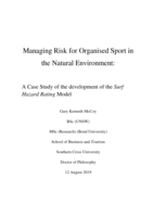 Managing risk for organised sport in the natural environment : a case study of the development of the <em>Surf Hazard Rating</em> model