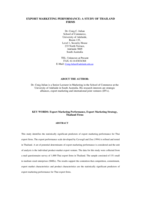 Export marketing performance: a study of Thailand firms