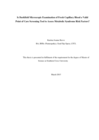 Is darkfield microscopic examination of fresh capillary blood a valid point of care screening to assess metabolic syndrome risk factors?