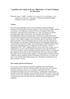 Capability and coping in the new millennium: a new challenge for education
