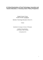 A critical examination of food technology, innovation and teacher education : a technacy genre theory perspective