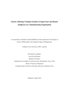 Factors affecting training transfer in supervisors and hourly employees in a manufacturing organization