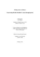Giving voice to silence : uncovering Bertha Strehlow's voice through poetry