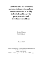 Cardiovascular and autonomic responses to immersion and post immersion exercise in healthy individuals and those with prehypertensive and hypertensive conditions