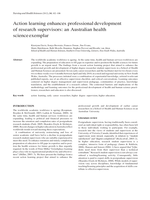 Action learning enhances professional development of research supervisors: an Australian health science exemplar
