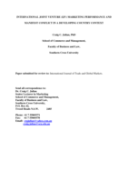 International joint venture marketing performance and manifest conflict in a developing country context