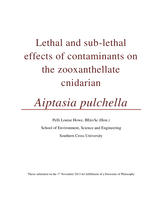 Lethal and sub-lethal effects of contaminants on the zooxanthellate marine cnidarian <em>Aiptasia pulchella</em>