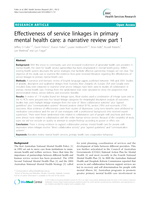 Effectiveness of service linkages in primary mental health care: a narrative review part 1
