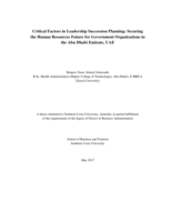 Critical factors in leadership succession planning : securing the human resources future for government organisations in the Abu Dhabi Emirate, UAE