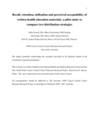 Recall, retention, utilisation and acceptability of written health education materials: a pilot study to compare two distribution strategies
