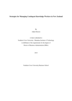 Strategies for managing contingent knowledge workers in New Zealand