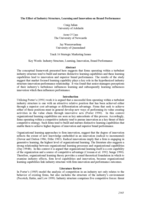 The effect of industry structure, learning and innovation on brand performance