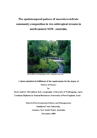 The spatiotemporal pattern of macroinvertebrate community composition in two subtropical streams in north-eastern NSW, Australia
