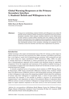 Global warming responses at the primary secondary interface: 1 Students' beliefs and willingness to act