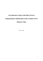 An exploratory study of the role of extra-organisational collaboration in the creation of new business value