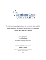 The effect of nitrogen deprivation on the growth, oil yields and fatty acid production of the diatoms <em>Phaeodactylum tricornutum</em> and <em> Nitzchia</em>  sp. in laboratory cultures