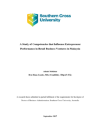 A study of competencies that influence entrepreneur performance in retail business ventures in Malaysia