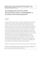 The changing face of the tour guide: one-way communicator to choreographer to co-creator of the tourist experience