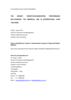 The market orientation-marketing performance relationship – the empirical link in international joint ventures