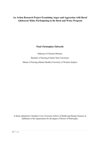 An action research project examining anger and aggression with rural adolescent males participating in the Rock and Water Program