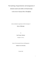 The hydrology, biochemistry and management of drained coastal acid sulphate soil backswamps in the lower Clarence River floodplain