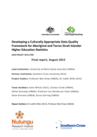 Developing a culturally appropriate data quality framework for Aboriginal and Torres Strait Islander Higher education statistics: final report