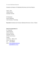 Evaluation and analysis of IJV marketing performance and its key predictors