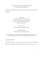Community perceptions of tourism: Bruny and Magnetic Islands, Australia