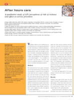 After hours care: a qualitative study of GPs' perceptions of risk of violence and effect on service provision