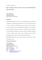 Joint venture conflict: the case of Thai international joint ventures