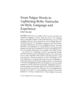From vulgar words to lightening bolts: Nietzsche on style, language and experience