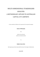 Multi-dimensional stakeholder analysis : a methodology applied to Australian capital city airports